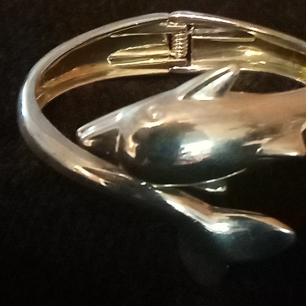 Solid Sterling Silver Dolphin Bracelet - image 1